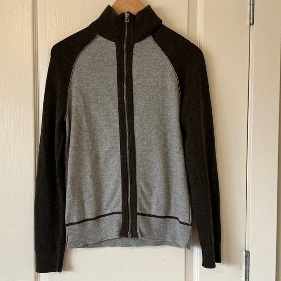 GAP - Wool Blend Colour Block Zip Cardigan Sweater. - Picture 2 of 10